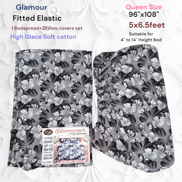 Fitted Elastic Queen 1Bedspread + 2Pillow covers set(5x6.5ft)