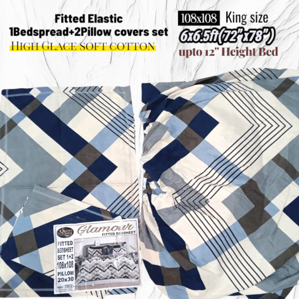 Fitted Elastic KING 1Bedspread + 2Pillow covers set(6x6.5ft) FK107 - Image 2