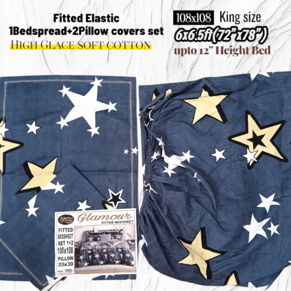 Fitted Elastic KING 1Bedspread + 2Pillow covers set(6x6.5ft) FK112 - Image 2