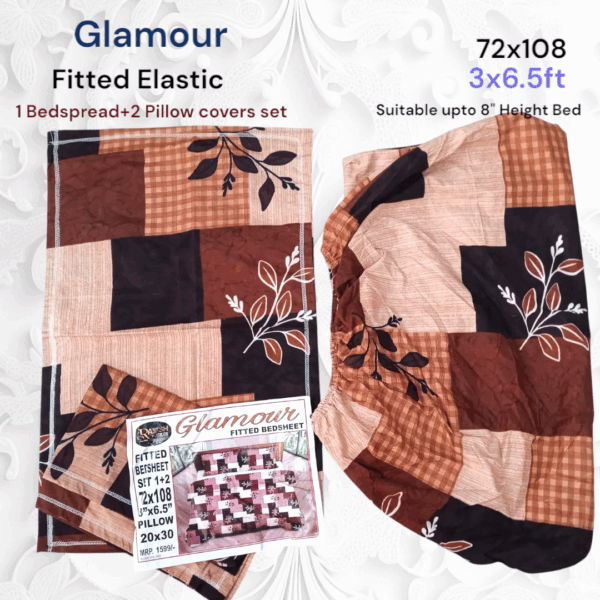 Fitted Elastic Single 1 Bedspread+2Pillow covers set(3x6.5ft)