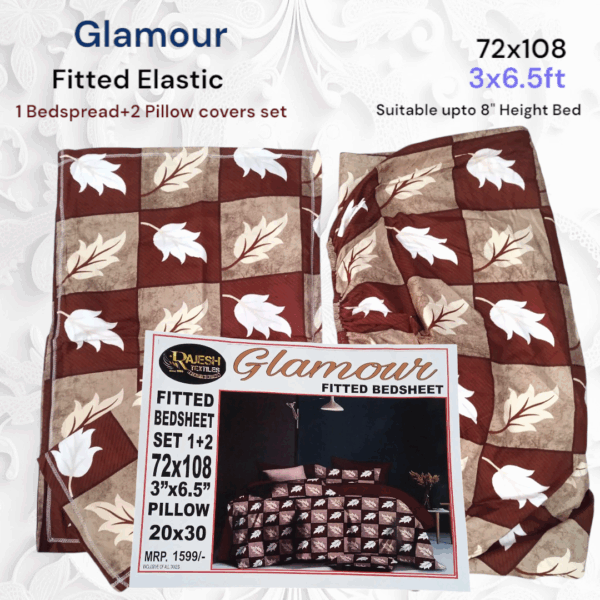 Fitted Elastic Single 1 Bedspread+2Pillow covers set(3x6.5ft) - Image 3