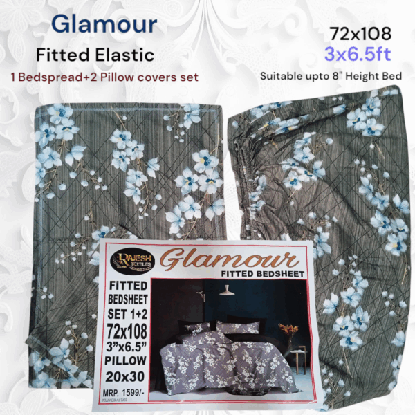 Fitted Elastic Single 1 Bedspread+2Pillow covers set(3x6.5ft) - Image 2