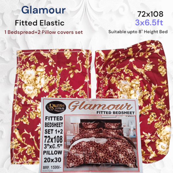 Fitted Elastic Single 1 Bedspread+2Pillow covers set(3x6.5ft) - Image 3