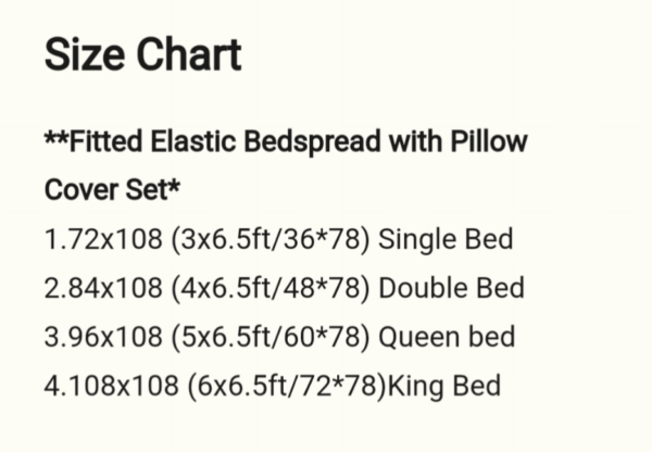 Fitted Elastic Single 1 Bedspread+2Pillow covers set(3x6.5ft) - Image 3