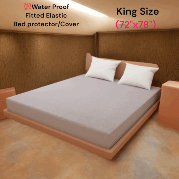 Water Proof King size Elastic Bed protector 6x6.5ft Grey