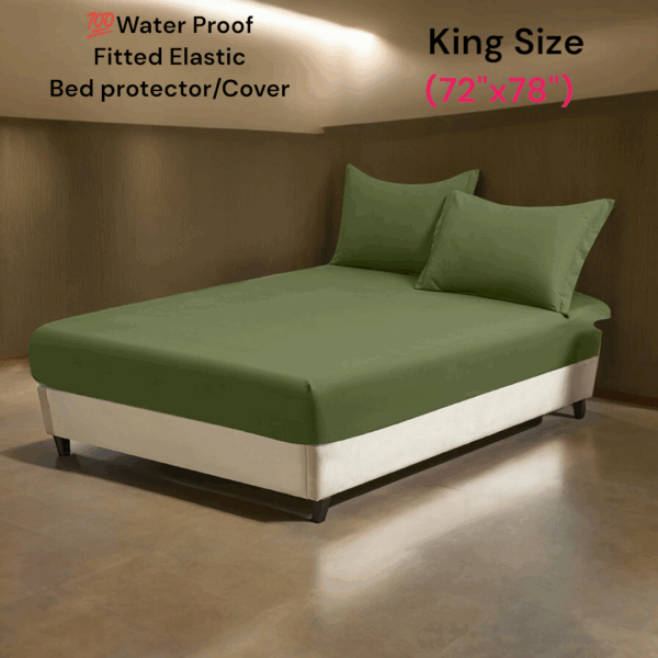 Water Proof King size Elastic Bed protector 6x6.5ft Olive green