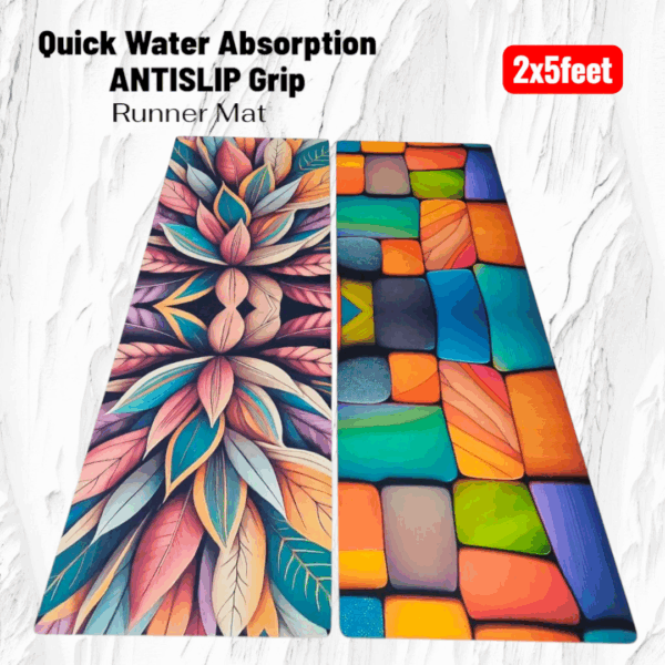 5D Quick water absorption Anti slip Grip Runner mat 2x5ft
