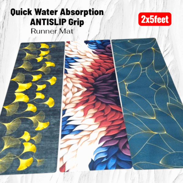 5D Quick water absorption Anti slip Grip Runner mat 2x5ft