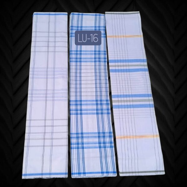 White Roja stitched Lungies 2.50mts 3 pieces combo LU16