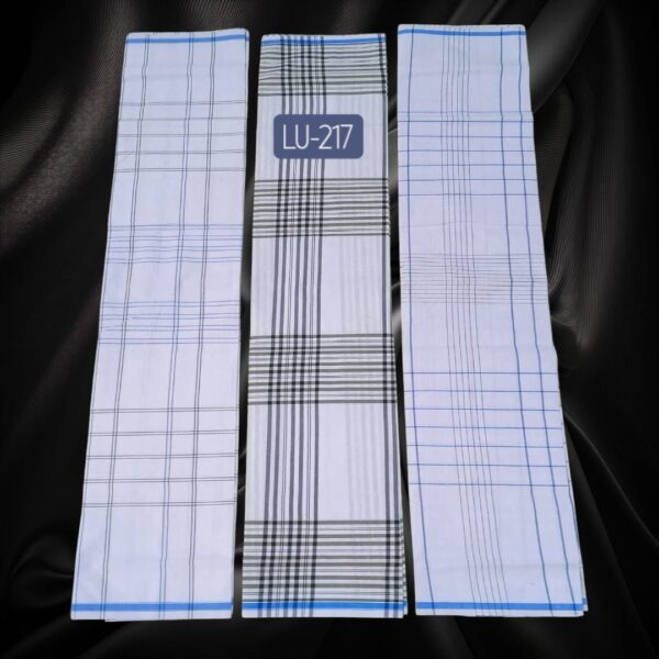 White Roja stitched Lungies 2.25mts 3 pieces combo LU217