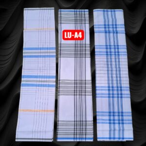 White Apple  unstitched Lungies 2.50mts 3 pieces combo LUA4
