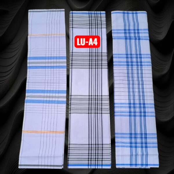 White Apple  unstitched Lungies 2.50mts 3 pieces combo LUA4