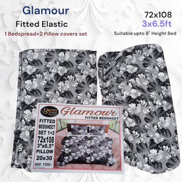 Fitted Elastic Single 1 Bedspread+2Pillow covers set(3x6.5ft)