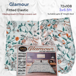 Fitted Elastic Single 1 Bedspread+2Pillow covers set(3x6.5ft)