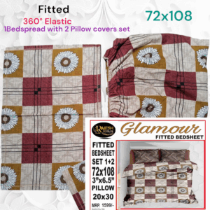 Fitted Elastic Single 1 Bedspread+2Pillow covers set(3x6.5ft)