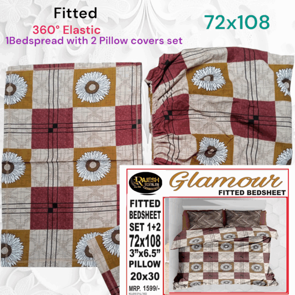 Fitted Elastic Single 1 Bedspread+2Pillow covers set(3x6.5ft)
