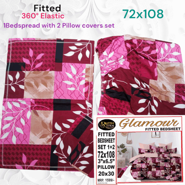 Fitted Elastic Single 1 Bedspread+2Pillow covers set(3x6.5ft)