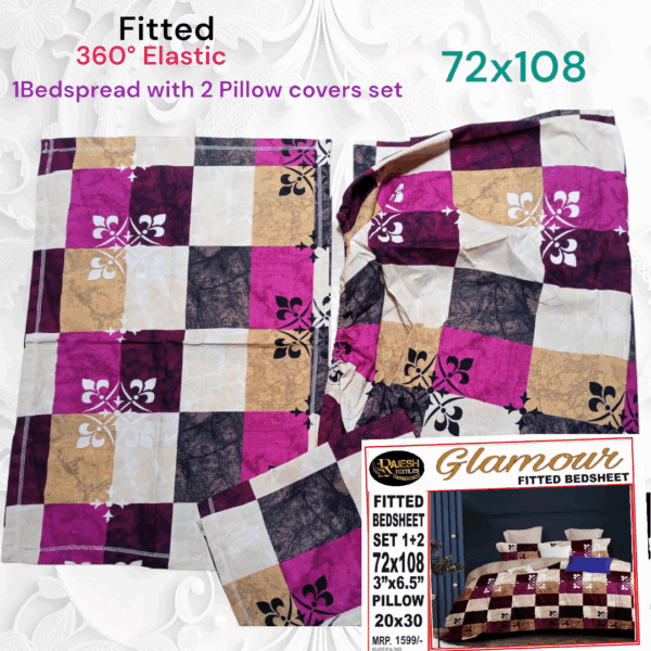 Fitted Elastic Single 1 Bedspread+2Pillow covers set(3x6.5ft)