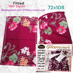 Fitted Elastic Single 1 Bedspread+2Pillow covers set(3x6.5ft)