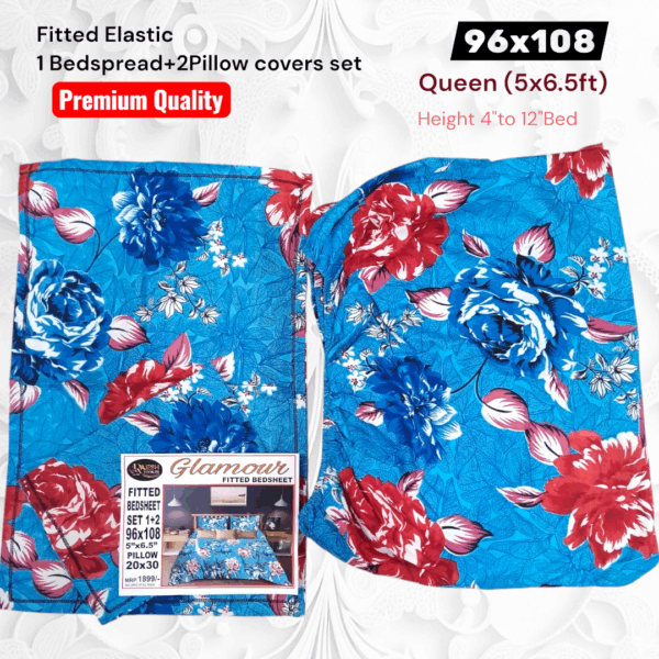 Fitted Elastic Queen 1Bedspread + 2Pillow covers set(5x6.5ft) - Image 2