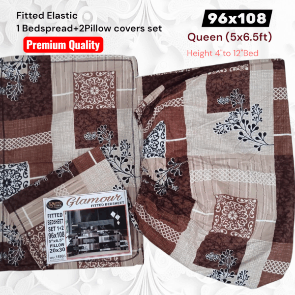 Fitted Elastic Queen 1Bedspread + 2Pillow covers set(5x6.5ft) - Image 2