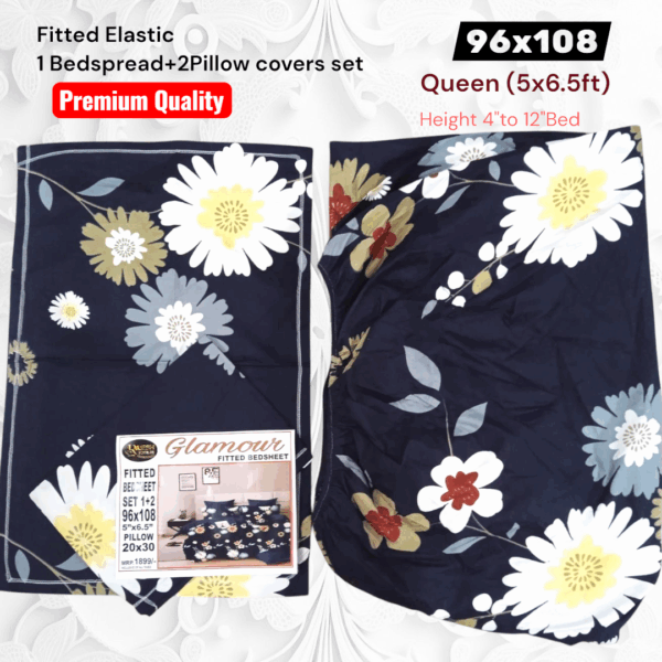 Fitted Elastic Queen 1Bedspread + 2Pillow covers set(5x6.5ft) - Image 2
