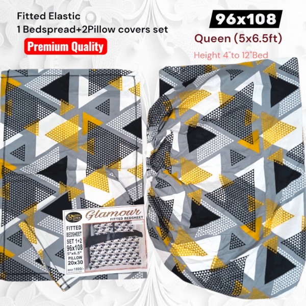 Fitted Elastic Queen 1Bedspread + 2Pillow covers set(5x6.5ft) - Image 2