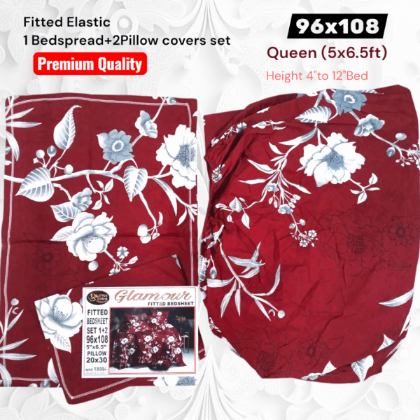 Fitted Elastic Queen 1Bedspread + 2Pillow covers set(5x6.5ft) - Image 2