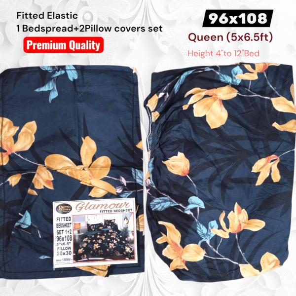 Fitted Elastic Queen 1Bedspread + 2Pillow covers set(5x6.5ft) - Image 2