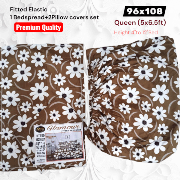 Fitted Elastic Queen 1Bedspread + 2Pillow covers set(5x6.5ft) - Image 2