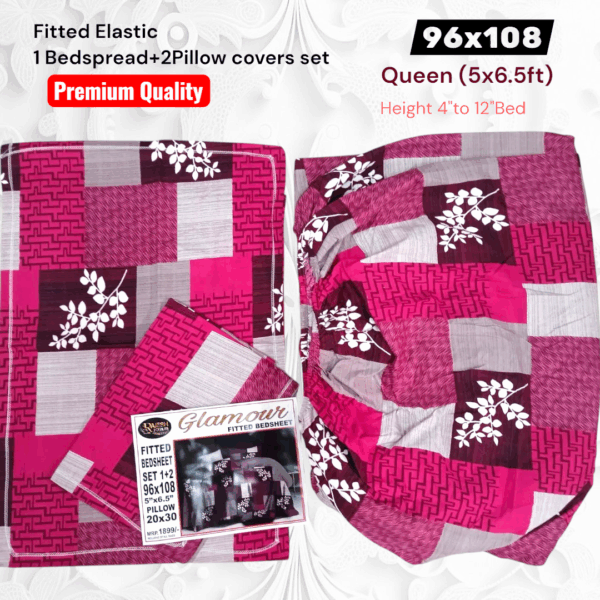 Fitted Elastic Queen 1Bedspread + 2Pillow covers set(5x6.5ft) - Image 2