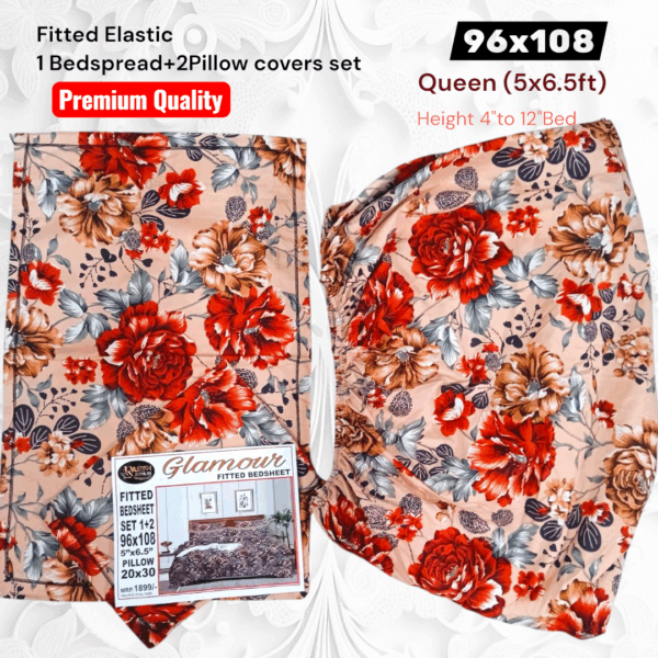 Fitted Elastic Queen 1Bedspread + 2Pillow covers set(5x6.5ft) - Image 2