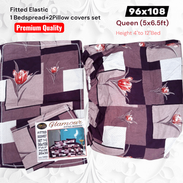 Fitted Elastic Queen 1Bedspread + 2Pillow covers set(5x6.5ft) - Image 3