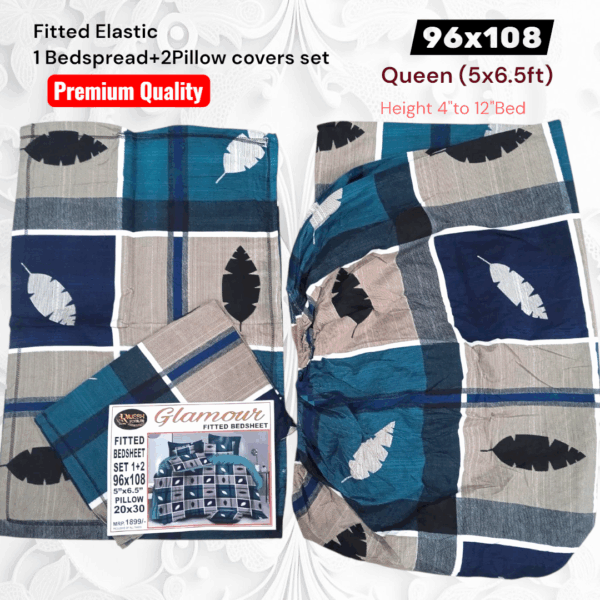 Fitted Elastic Queen 1Bedspread + 2Pillow covers set(5x6.5ft) - Image 2