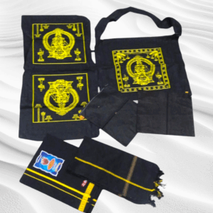Ayyappa Swamy Black 1Dhoti+1Towel+1Irumudi set +1 shoulder side bag with zip combo SA23
